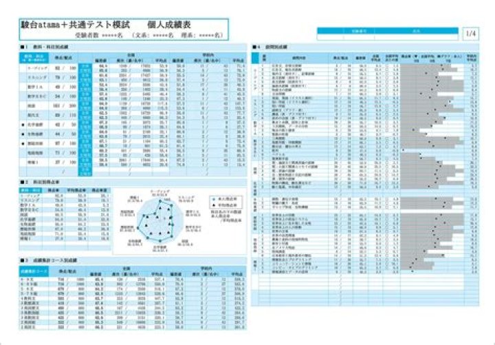 進研模試の結果表(偏差値や判定など)を読み解くイメージ図