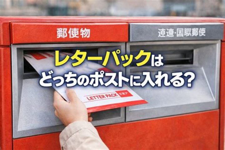 郵便受けの投入口にレターパックをまっすぐ入れて確認するイメージ